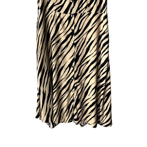 Talbots Animal Print Midi Dress Size 12 Faux Wrap Tie Button Front Short Sleeve - Picture 7 of 11